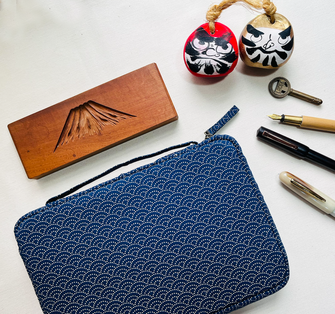 Seigaiha Cotton Zippered 20 Pen Case
