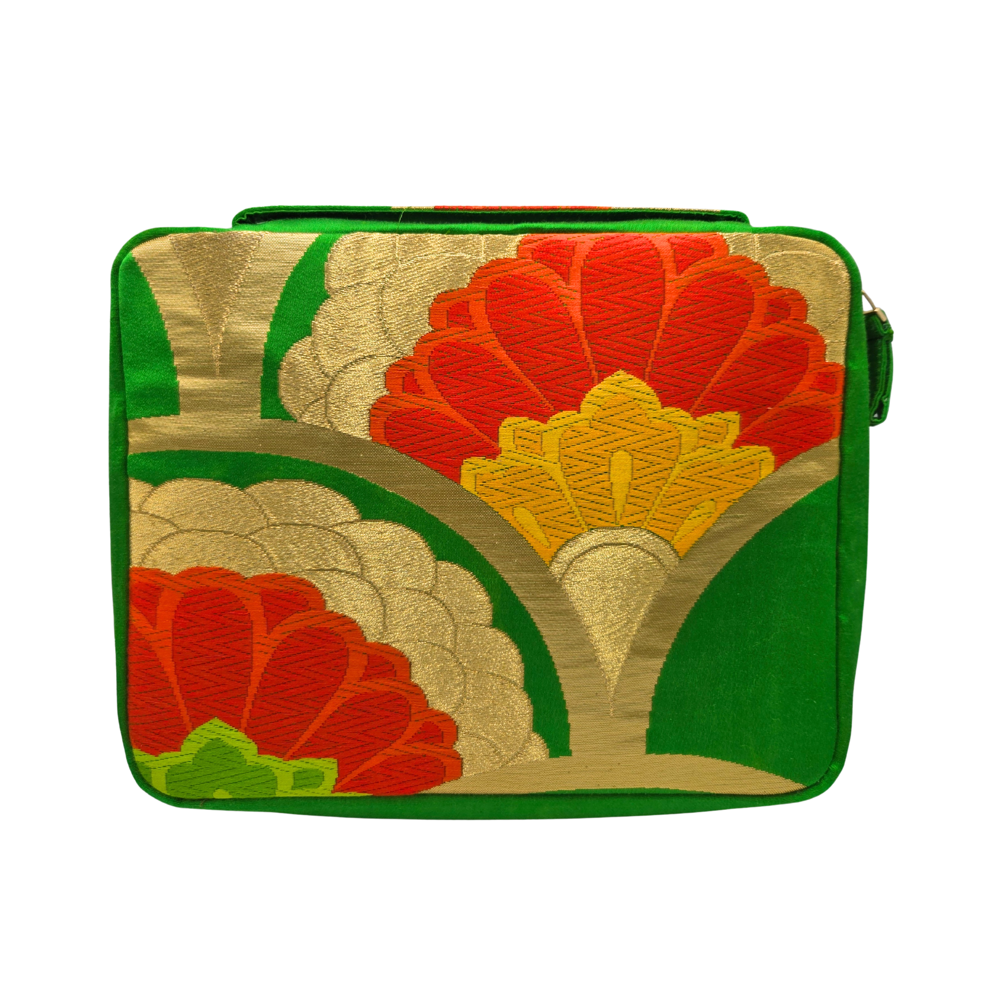 Kimono Fabric Zippered 9 Slots Pen Case for Larger Pens (Green)