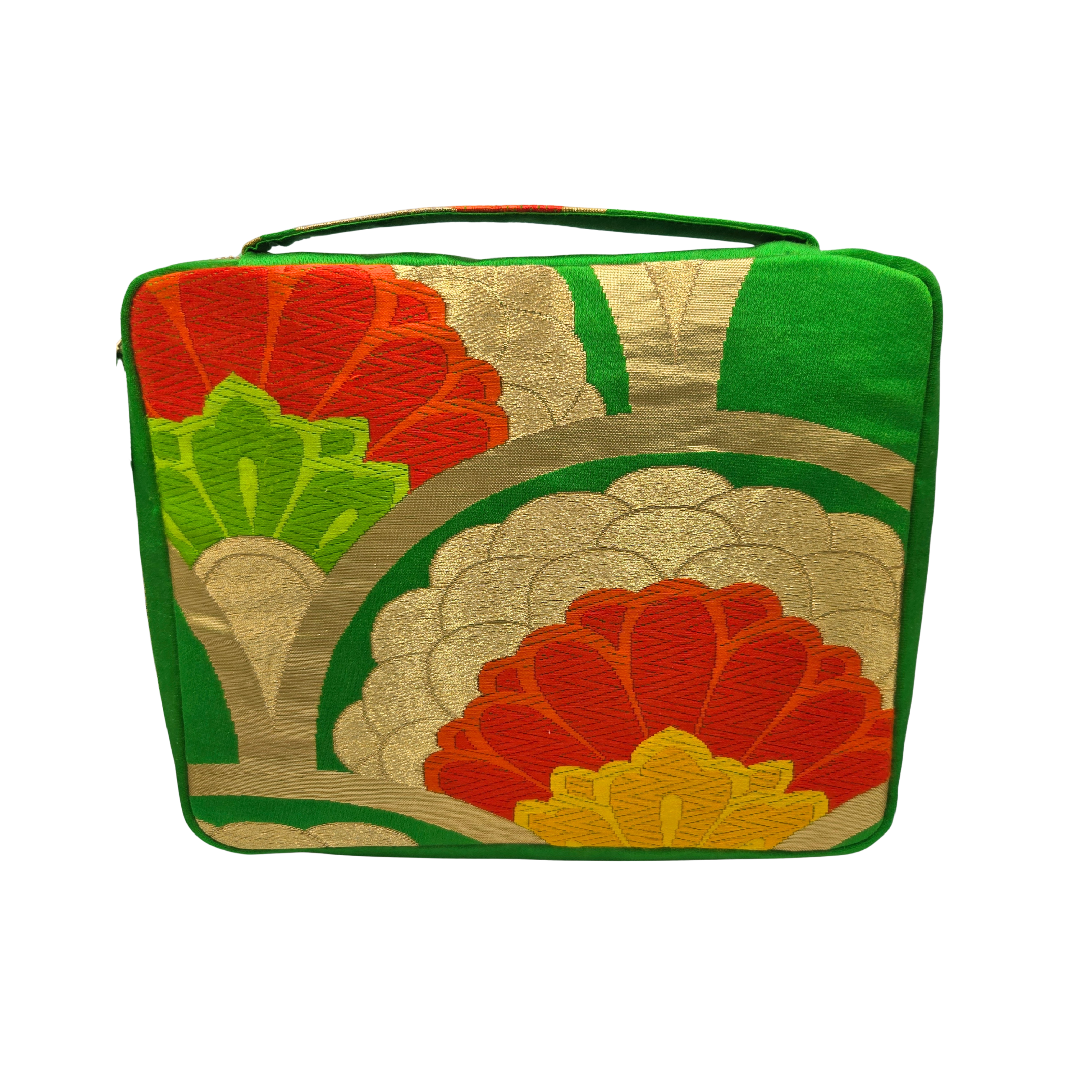 Kimono Fabric 5 Slots Pen Case for Larger Pens (Green)