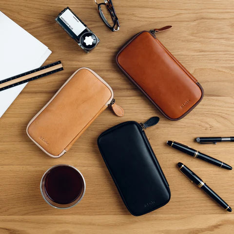 3-Slot Zip Pen Case (Tochigi Leather)