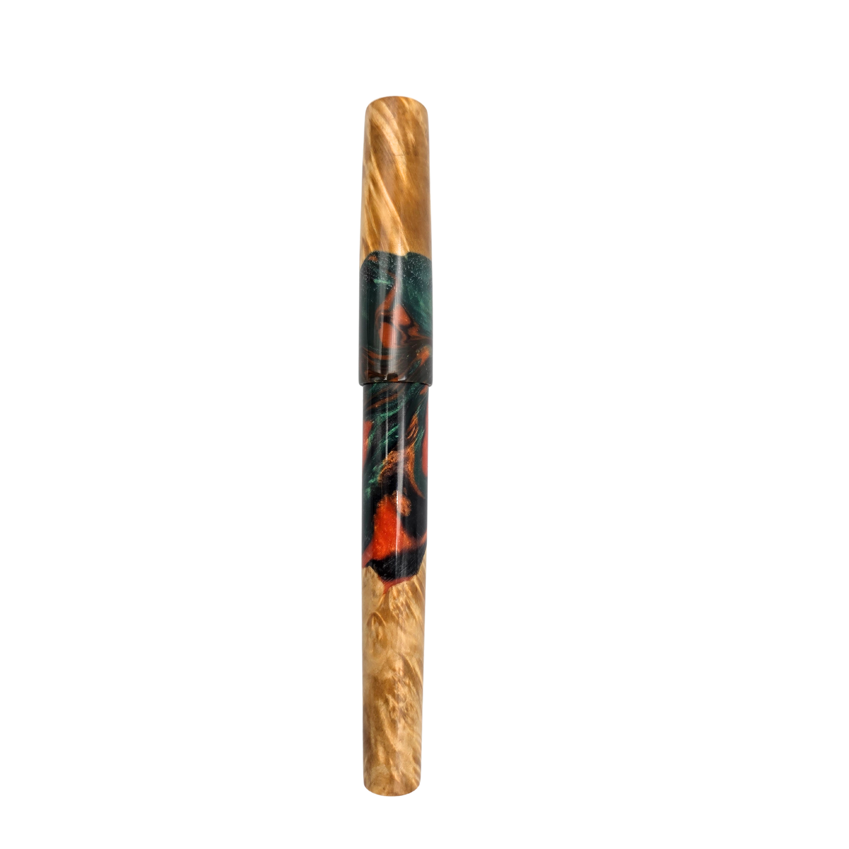 Orange/ Green Box Elder Burl Wood