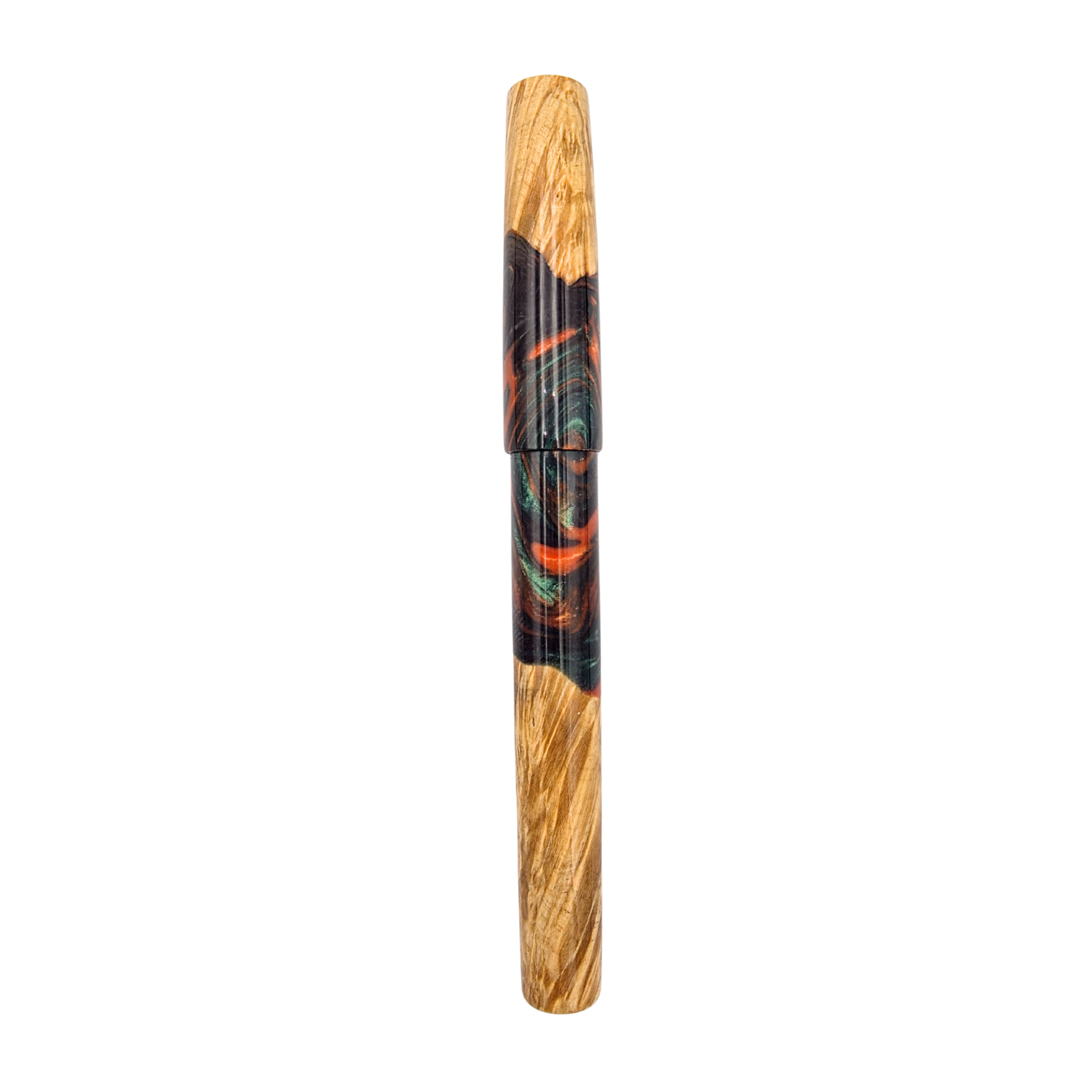 Orange/Green in Box Elder Burl Wood