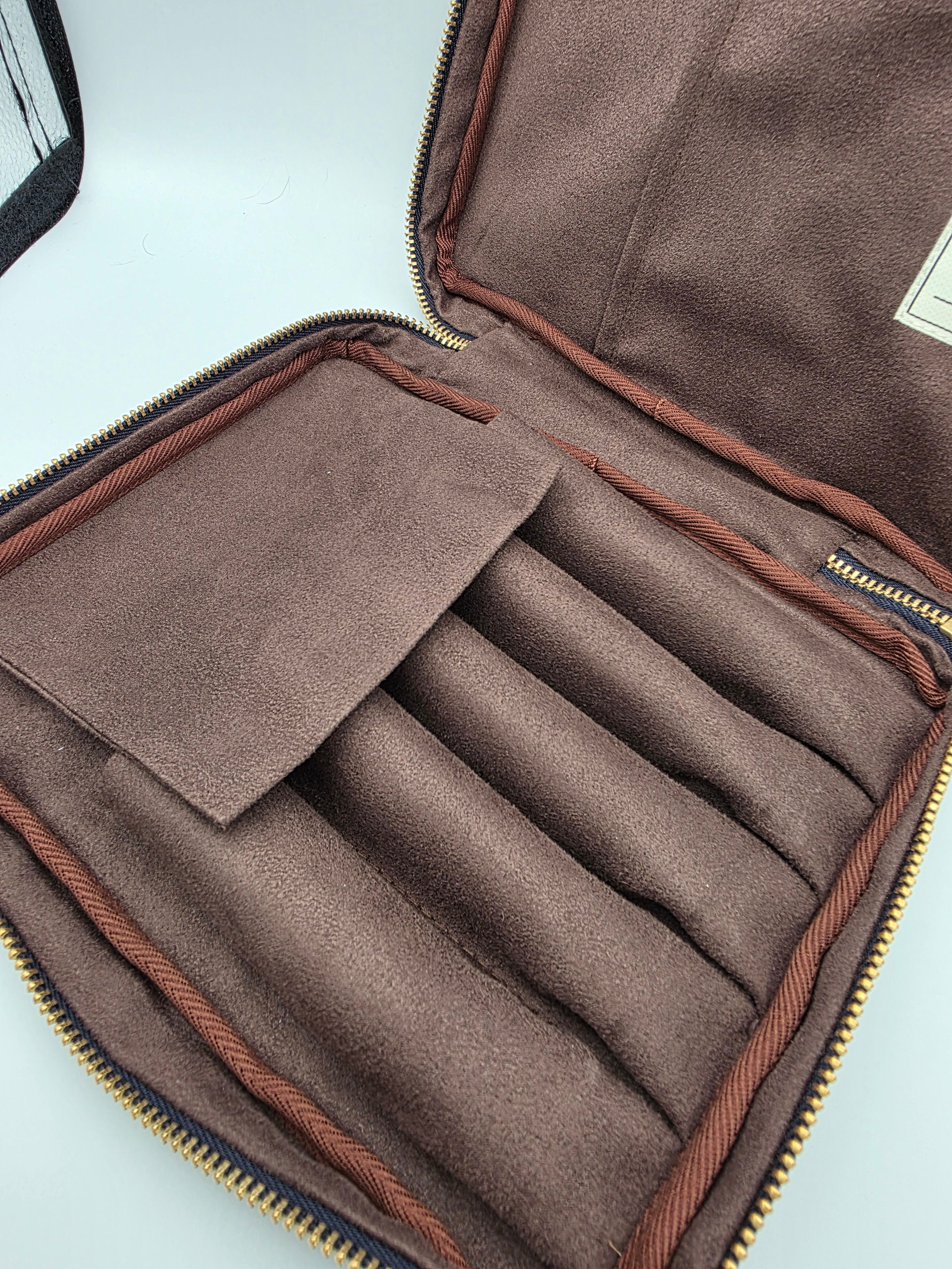 Seigaiha Zippered 5 Slots Pen Case for Larger Pens