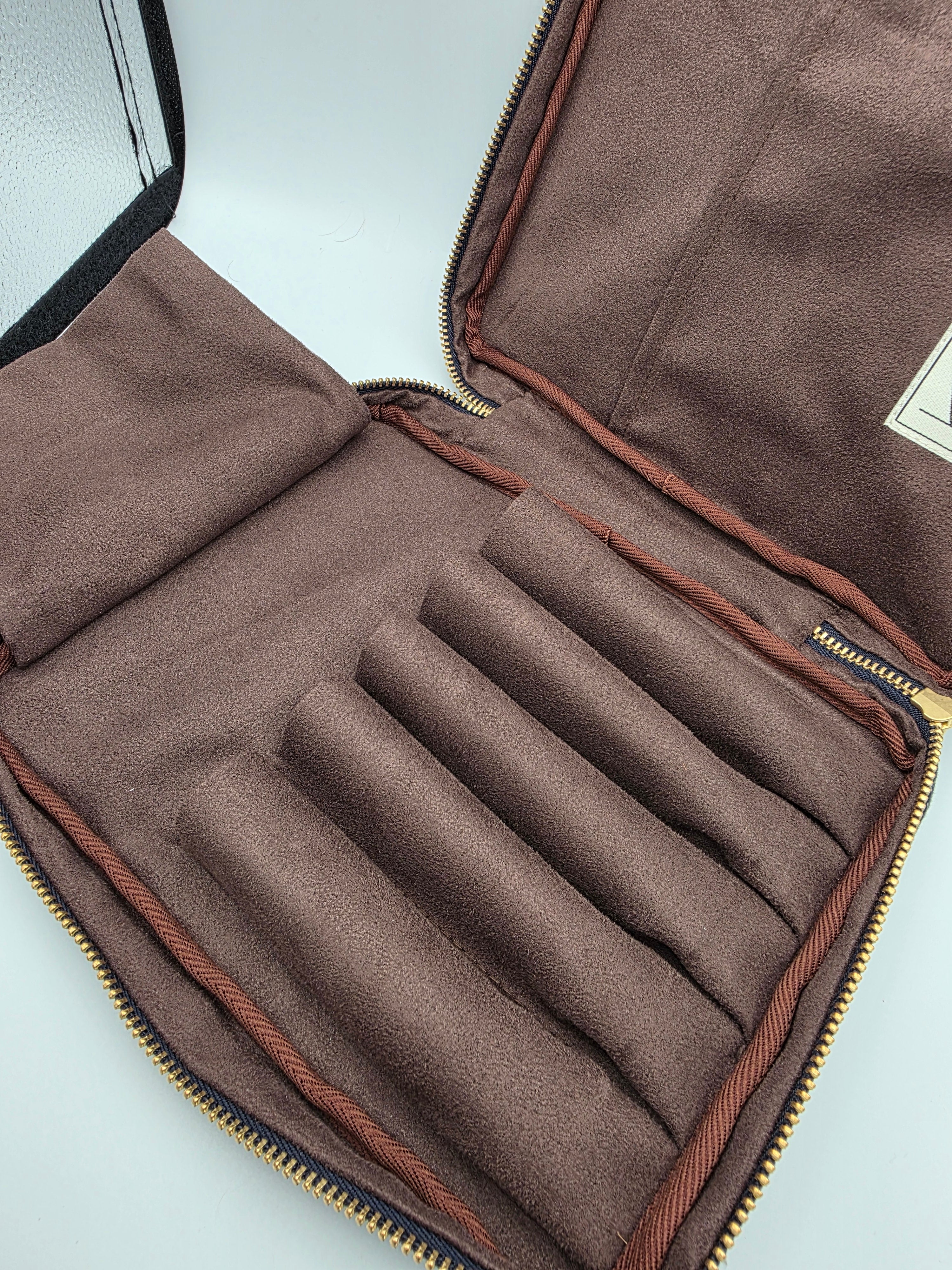 Seigaiha Zippered 5 Slots Pen Case for Larger Pens