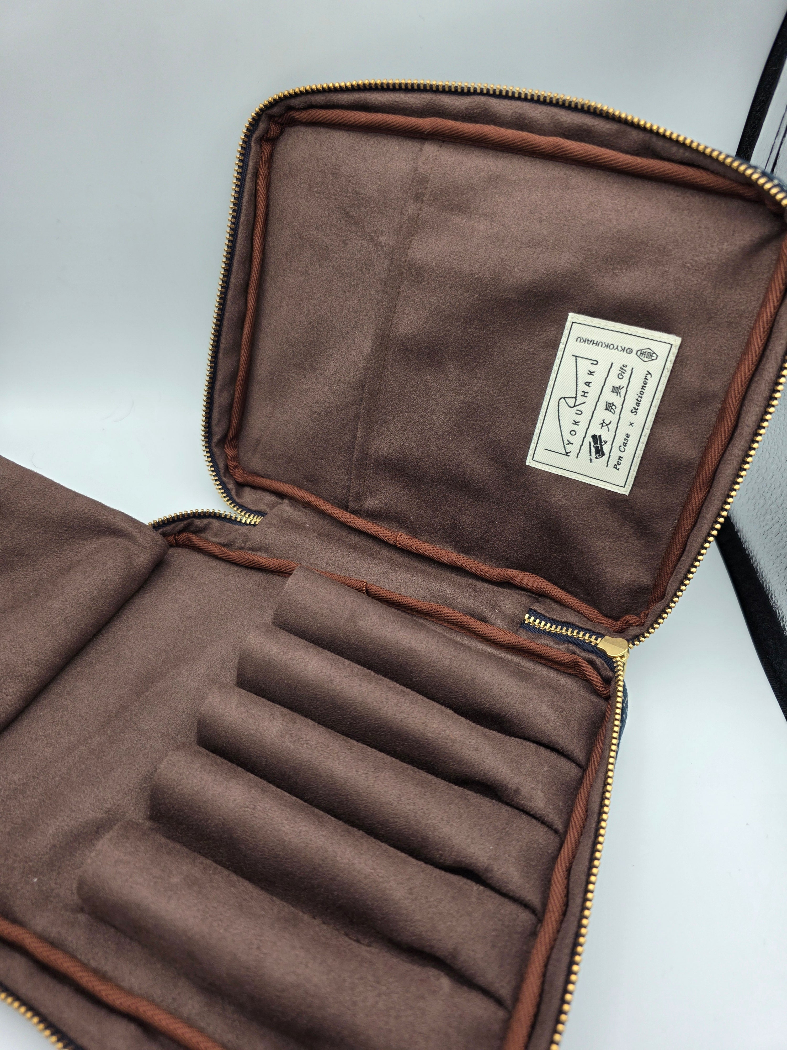 Seigaiha Zippered 5 Slots Pen Case for Larger Pens