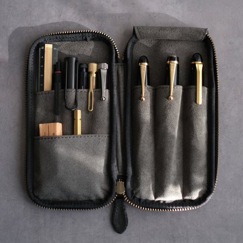 3-Slot Zip Pen Case (Pebble Nume)