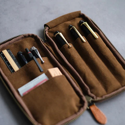3-Slot Zip Pen Case (Tochigi Leather)
