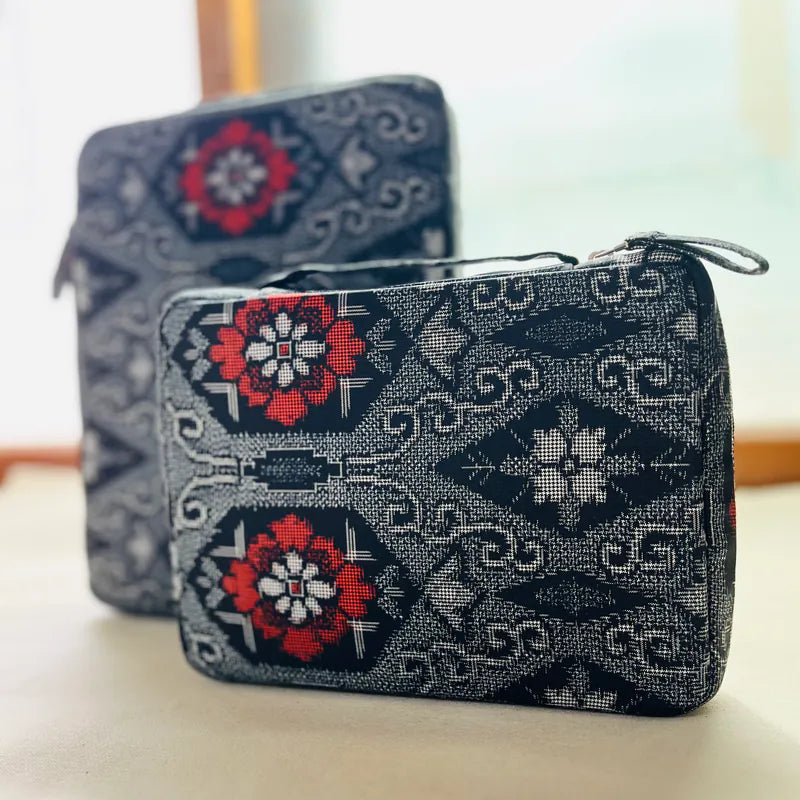 Kimono Fabric Zippered 5 Slots Pen Case for Larger Pens