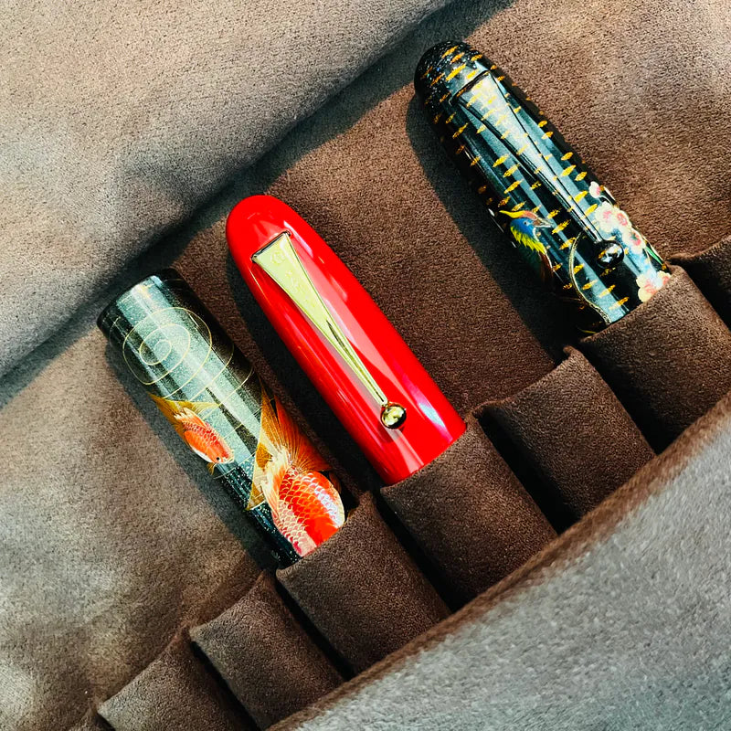 Kimono Fabric Zippered 9 Slots Pen Case for Larger Pens