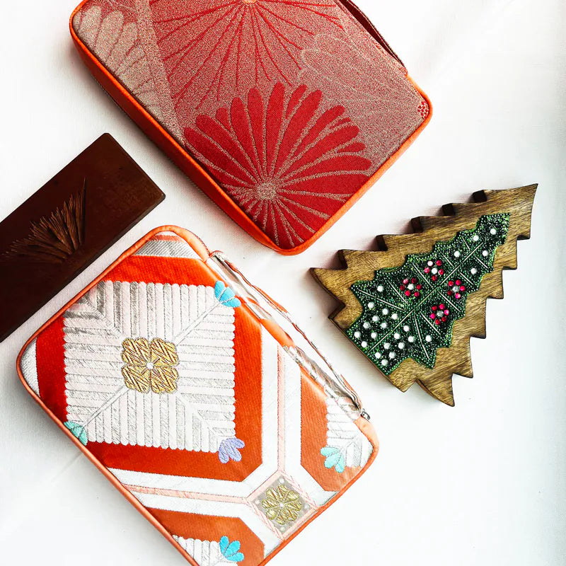 Kimono Obi Fabric 20 Pen Case (Fan Shaped)