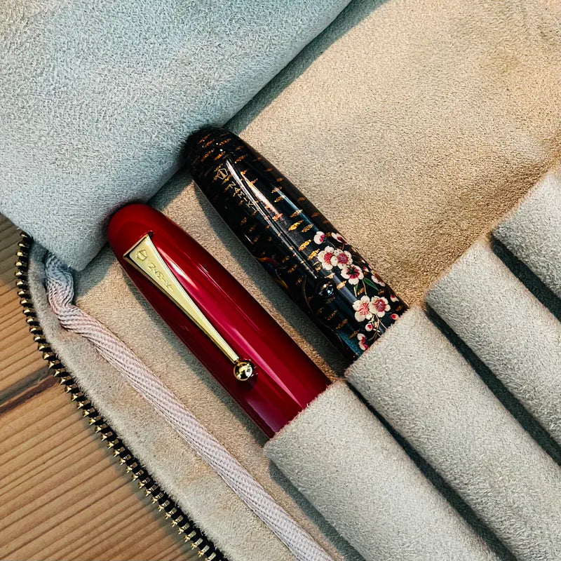 Kimono Fabric Zippered 5 Slots Pen Case for Larger Pens
