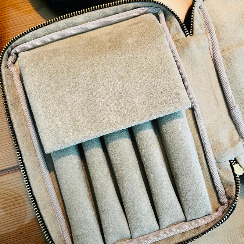 Kimono Fabric Zippered 5 Slots Pen Case for Larger Pens