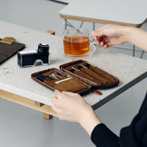 3-Slot Zip Pen Case (Pebble Nume)