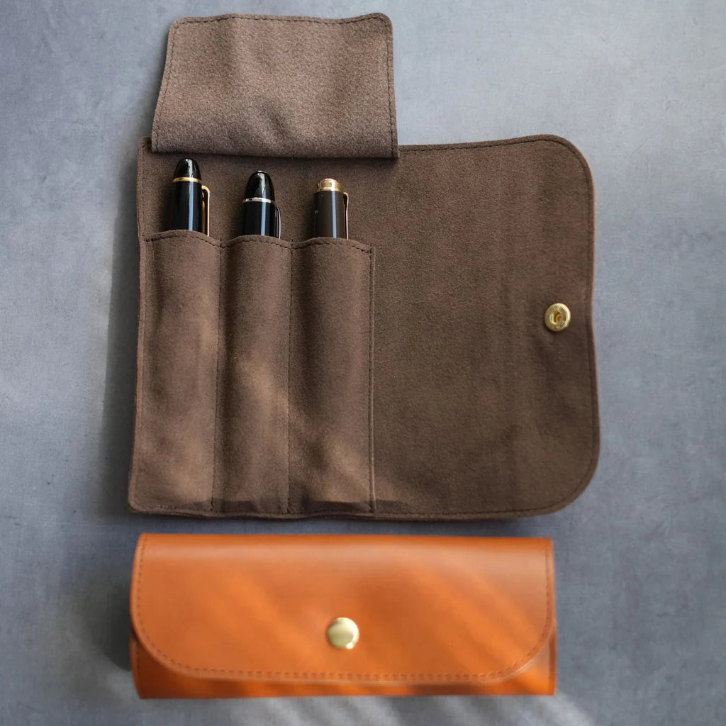 3-Slot Roll Pen Case (Tochigi Leather)