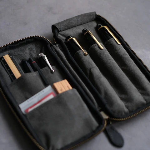 3-Slot Zip Pen Case (Tochigi Leather)