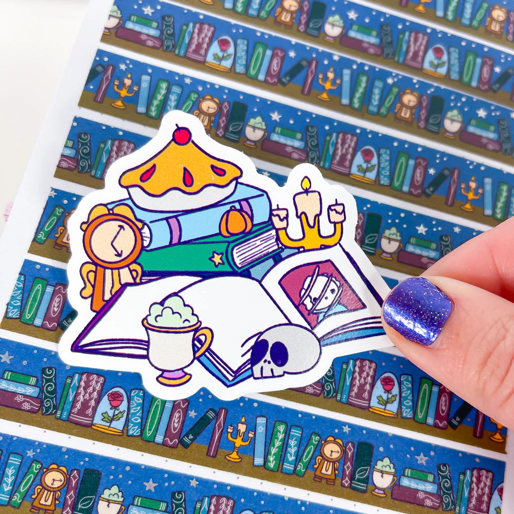 Belle's Spooky Book Stack Premium Vinyl Die Cut