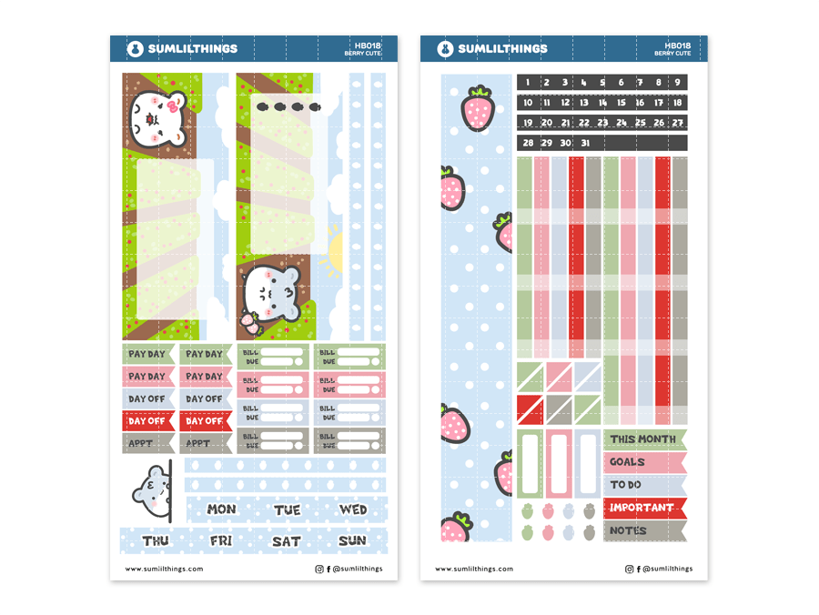 Hobonichi WEEKS Kit - Berry Cute - Monthly View