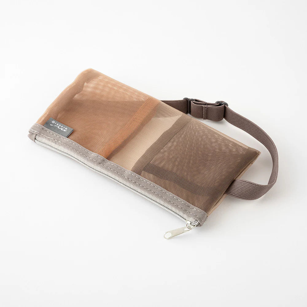 Book Band Pen Case <For B6 〜 A5> Mesh Brown