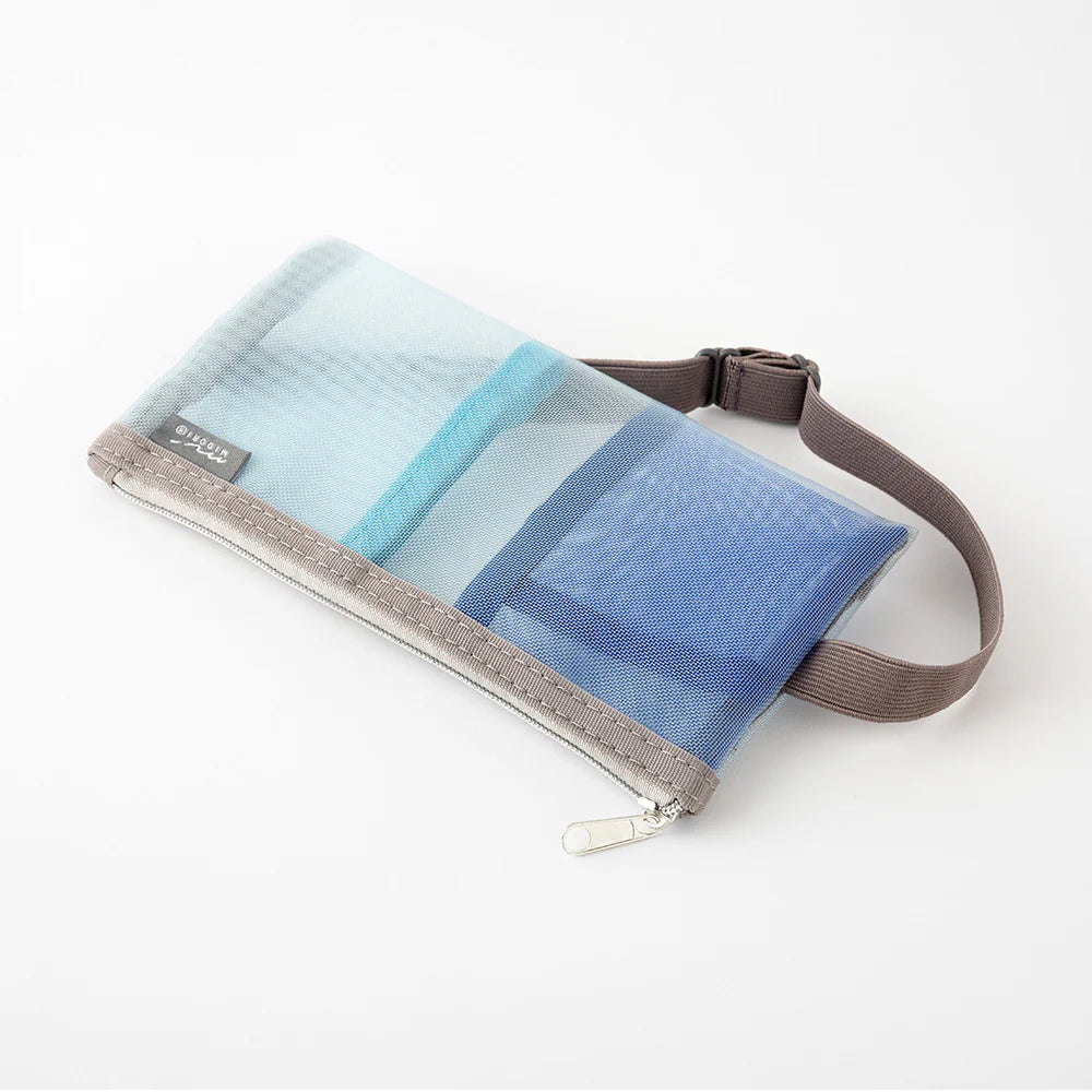 Book Band Pen Case <For B6 〜 A5> Mesh Light Blue