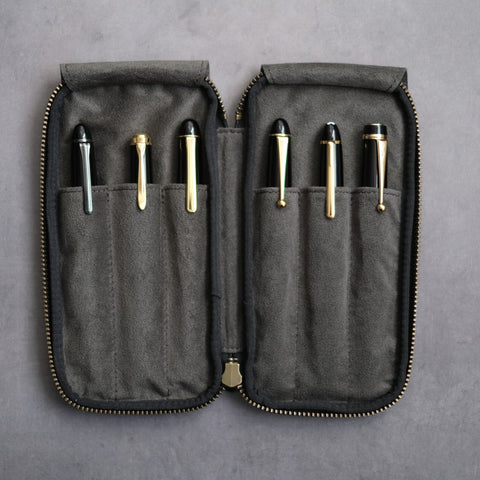 6-Slot Zip Pen Case (Tochigi Leather)