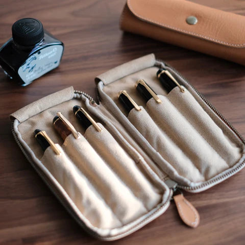 6-Slot Zip Pen Case (Tochigi Leather)
