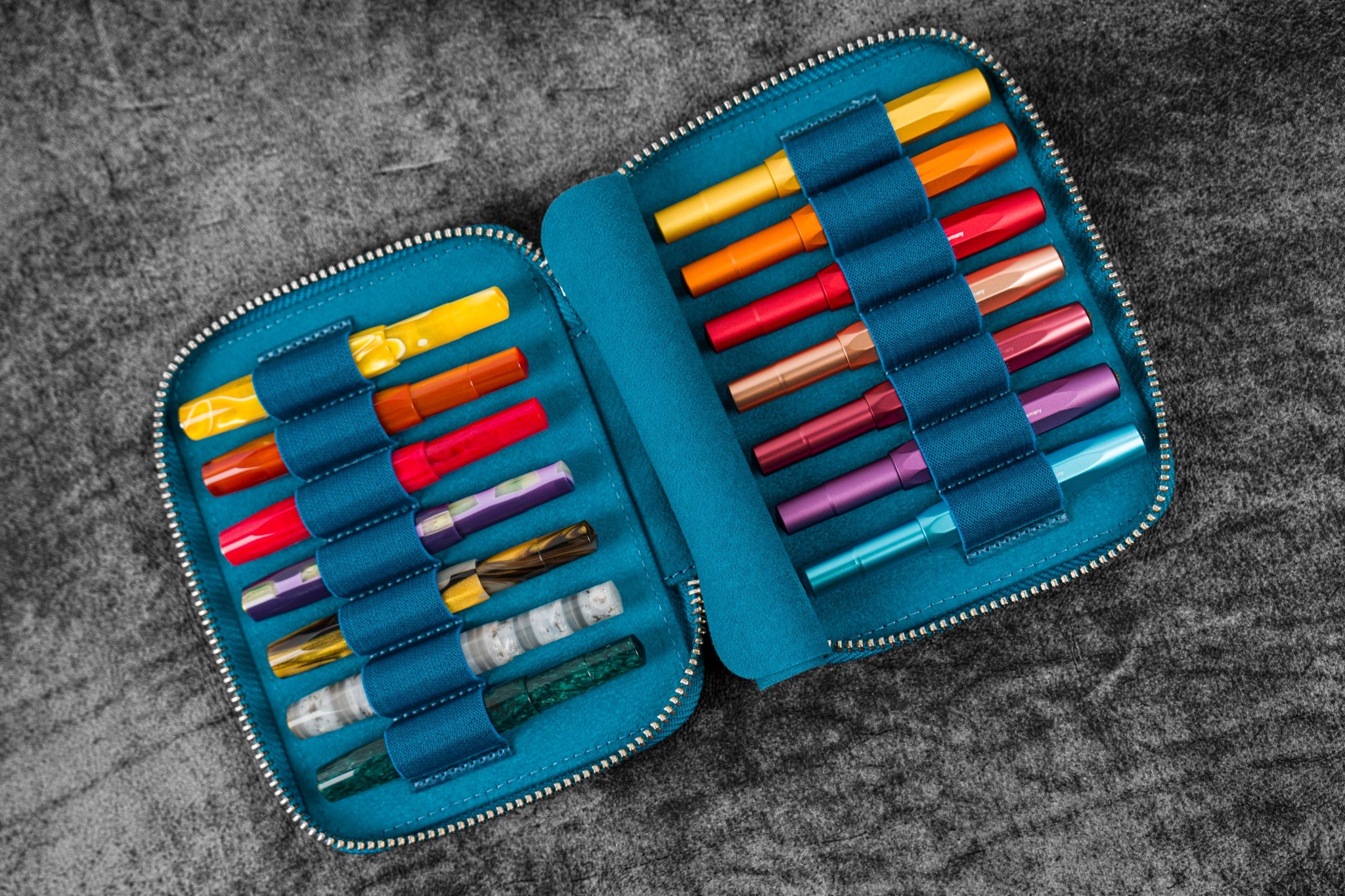 Collector Pen Case for 14 Kaweco Pens - Crazy Horse Ocean Blue