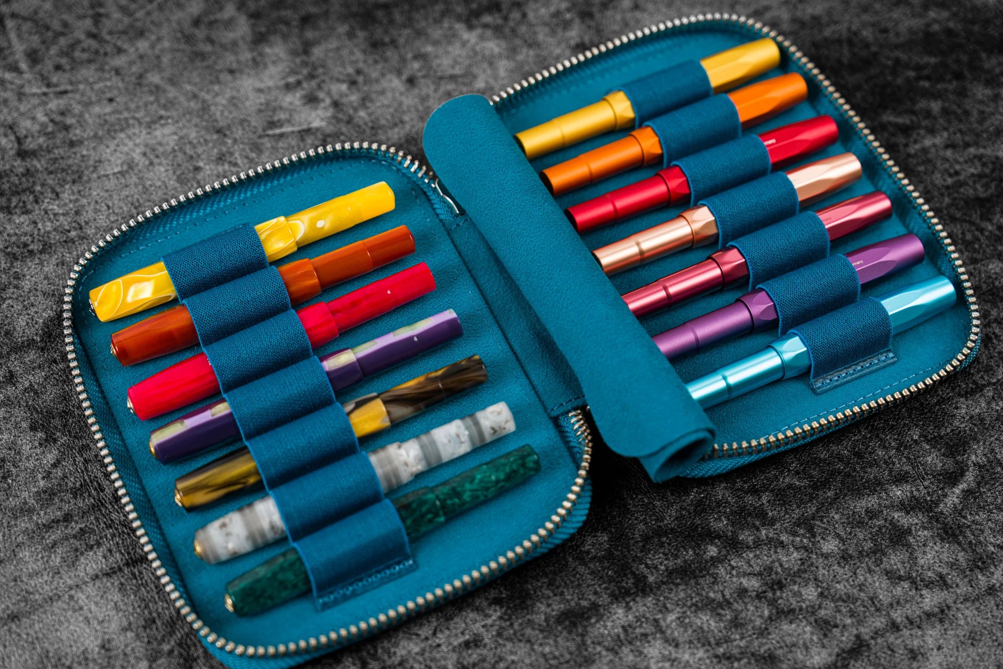Collector Pen Case for 14 Kaweco Pens - Crazy Horse Ocean Blue