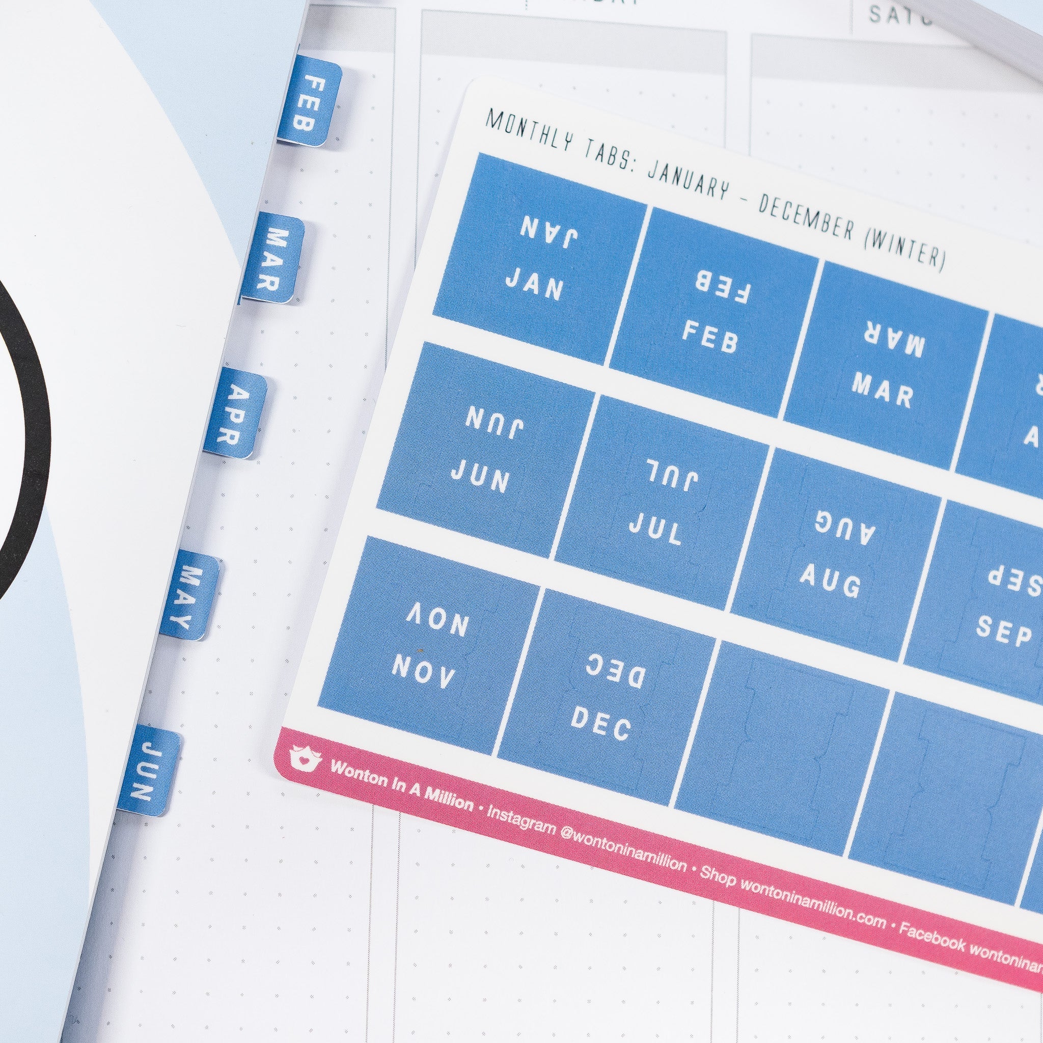 S356 | Dreamy Blue Monthly Tab Stickers