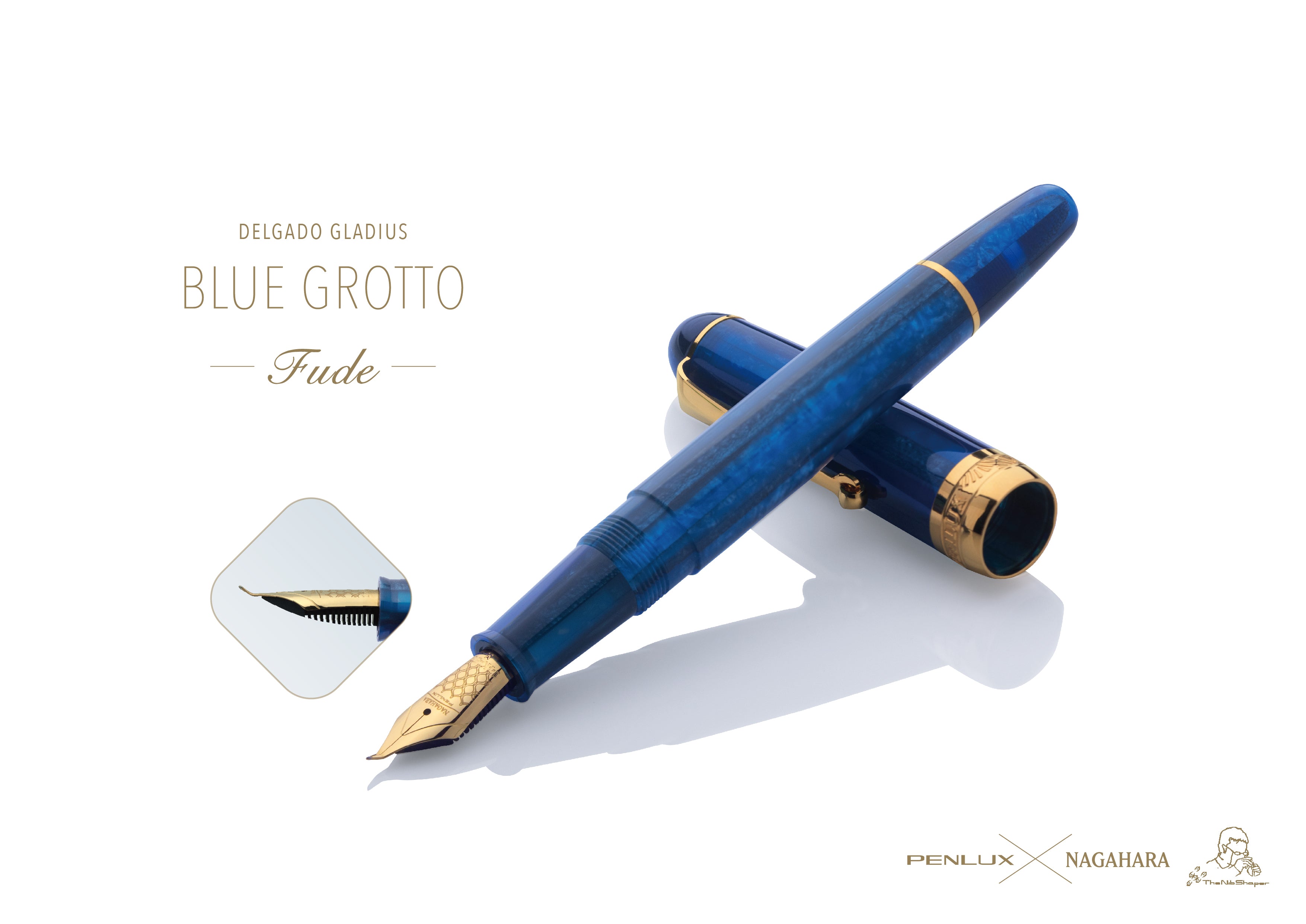Nagahara Delgado Gladius Blue Grotto (Fude Nib)