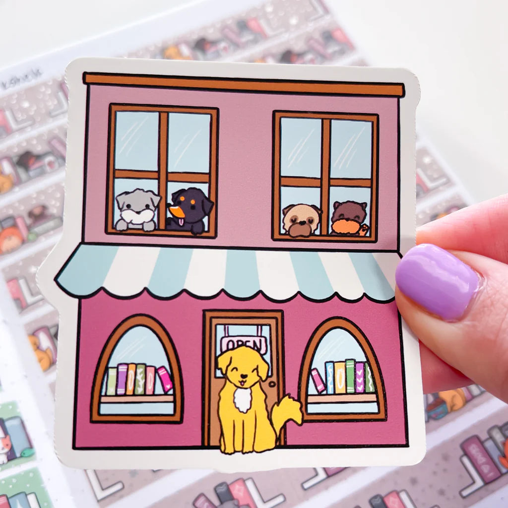 Dog Bookshop Vinyl Die Cut Sticker
