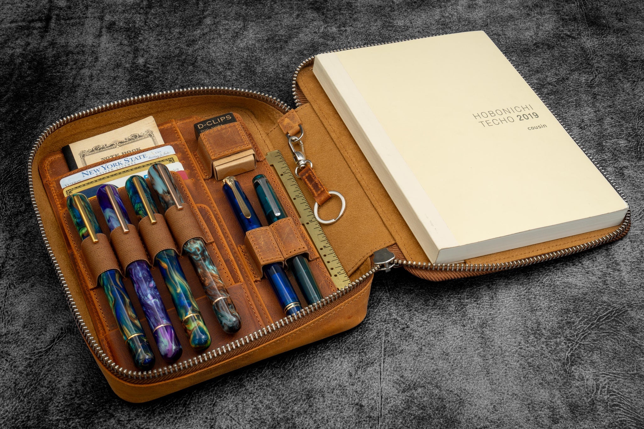 Expansi-Folio Leather Wide A5 Zip Folio - C. H. Brown