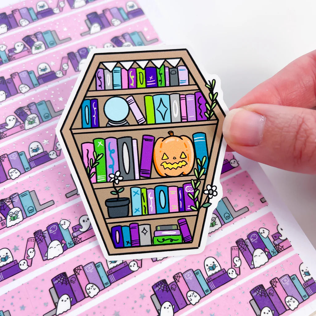 Halloween Coffin Bookshelf Premium Vinyl Sticker
