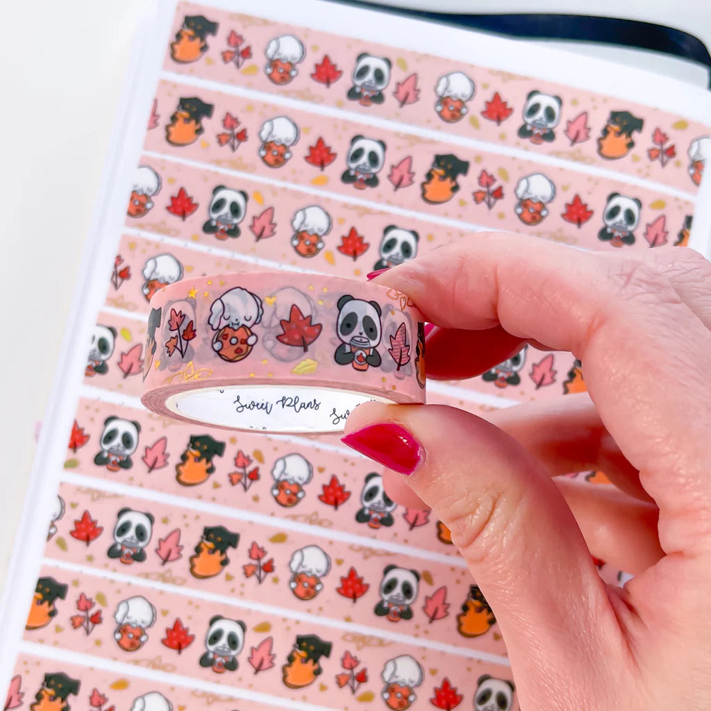 Gold Foil Maple Friends Washi Tape (15mm)