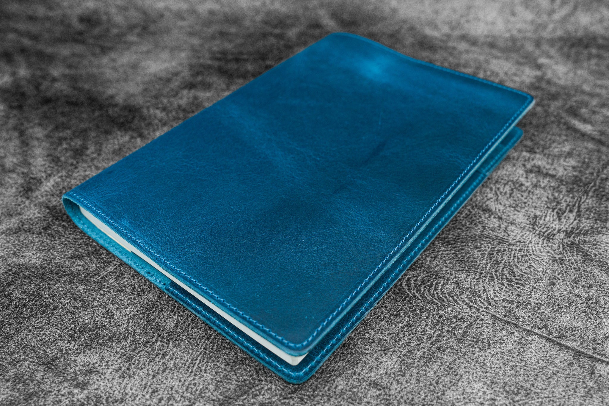 Leather Slim A5 Notebook / Planner Cover - C.H. Ocean Blue