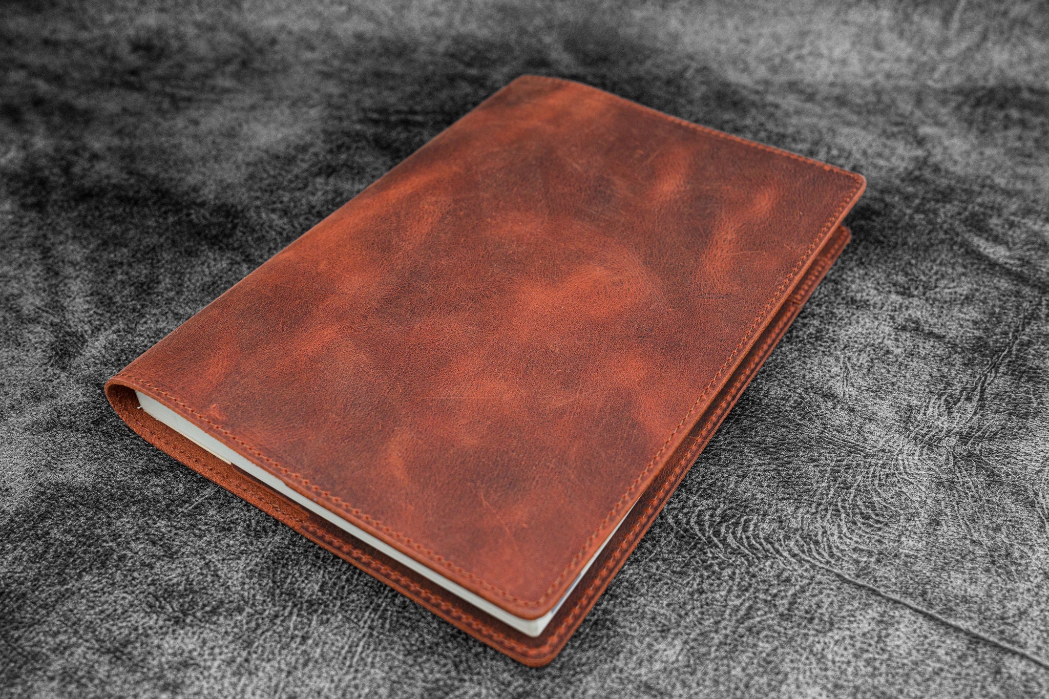 Leather Slim A5 Notebook / Planner Cover - C.H. Orange