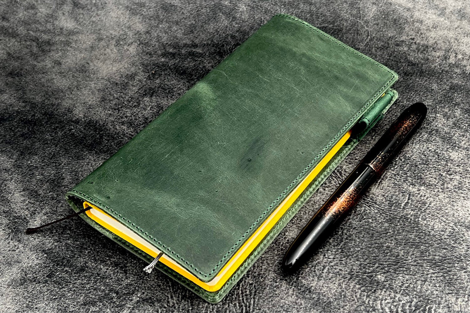 Leather Slim Hobonichi Weeks Planner Cover - Crazy Horse Forest Green