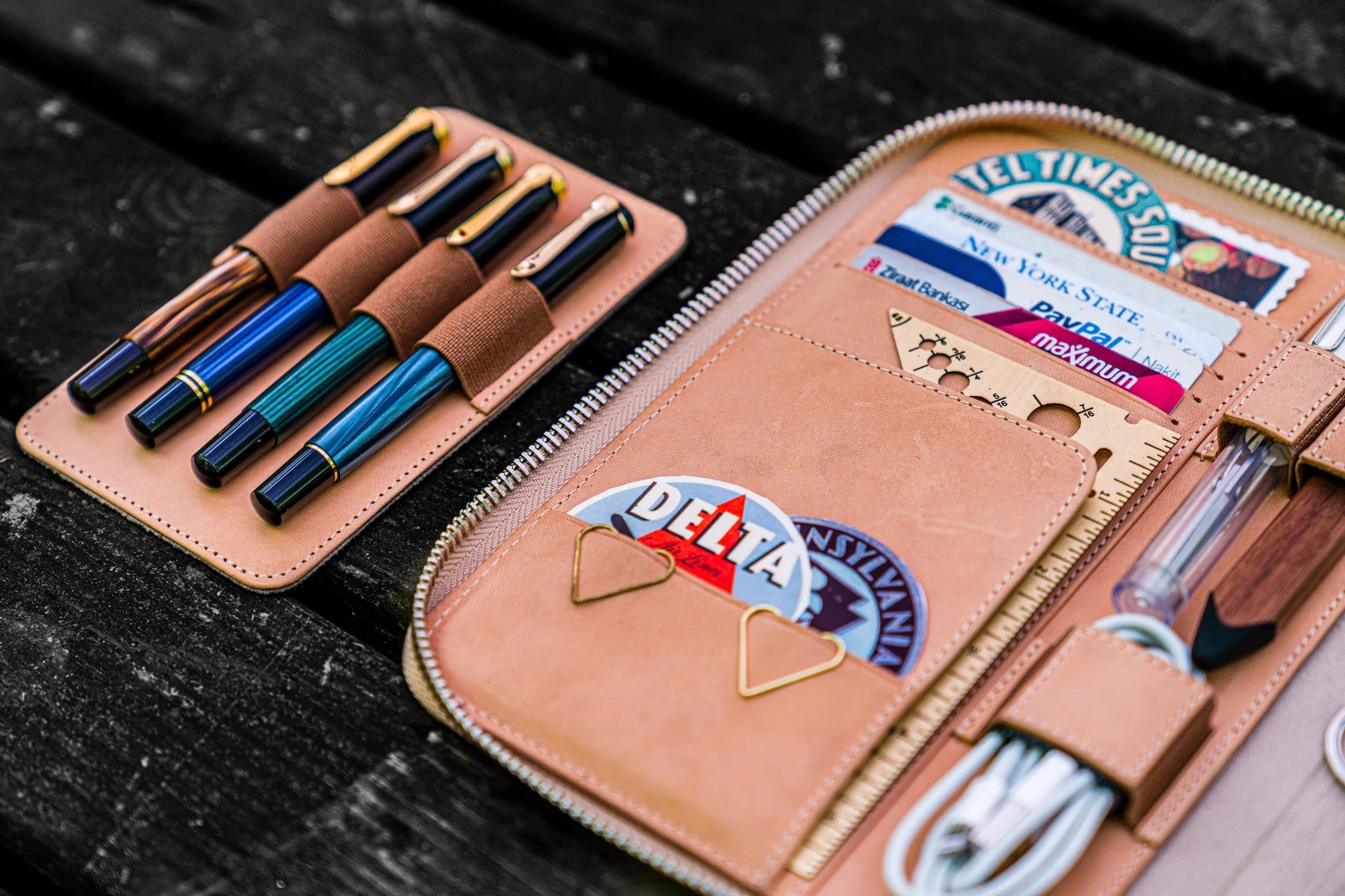 Leather Zippered A5 Notebook Folio - Undyed Leather