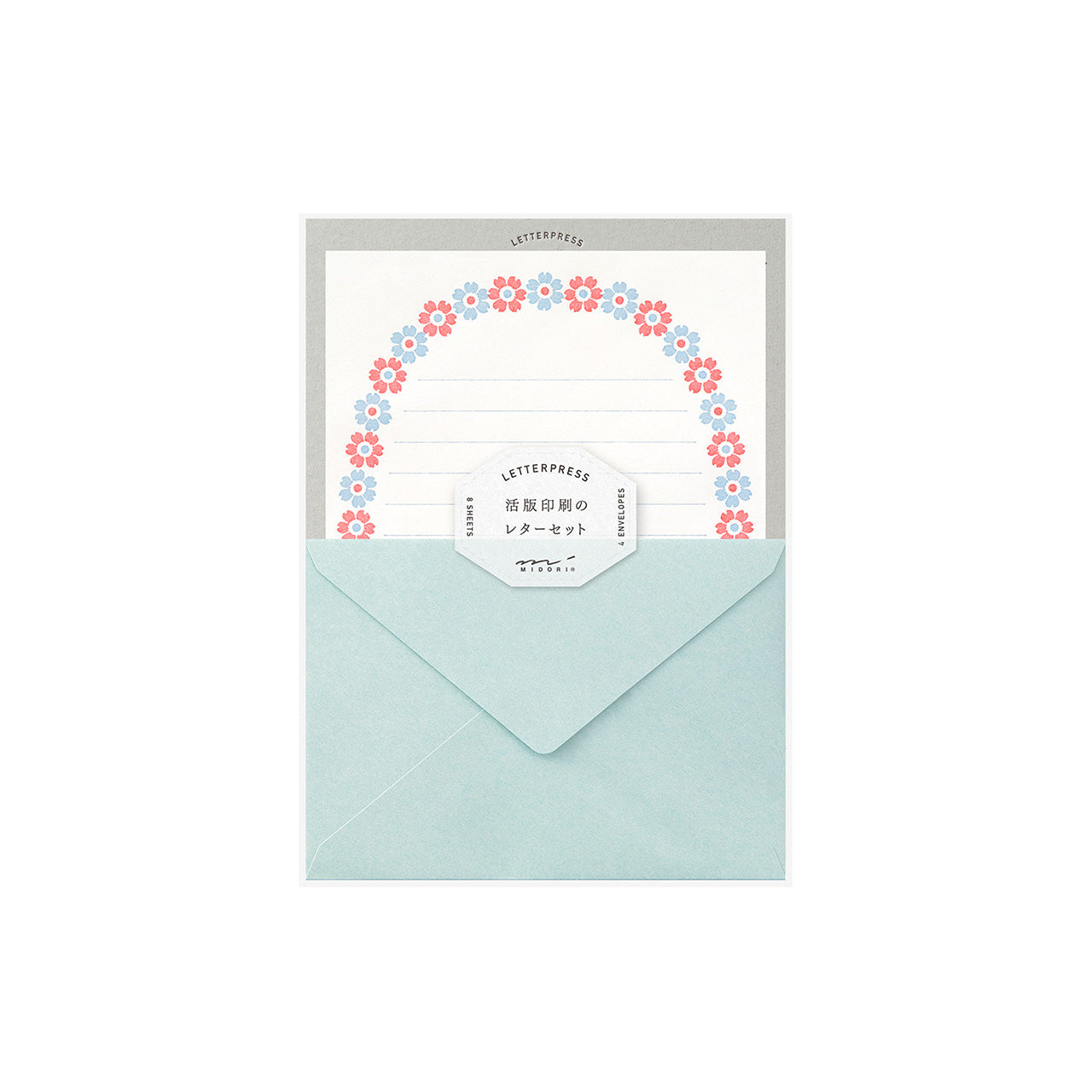 Letterpress Flower Frame Light Blue
