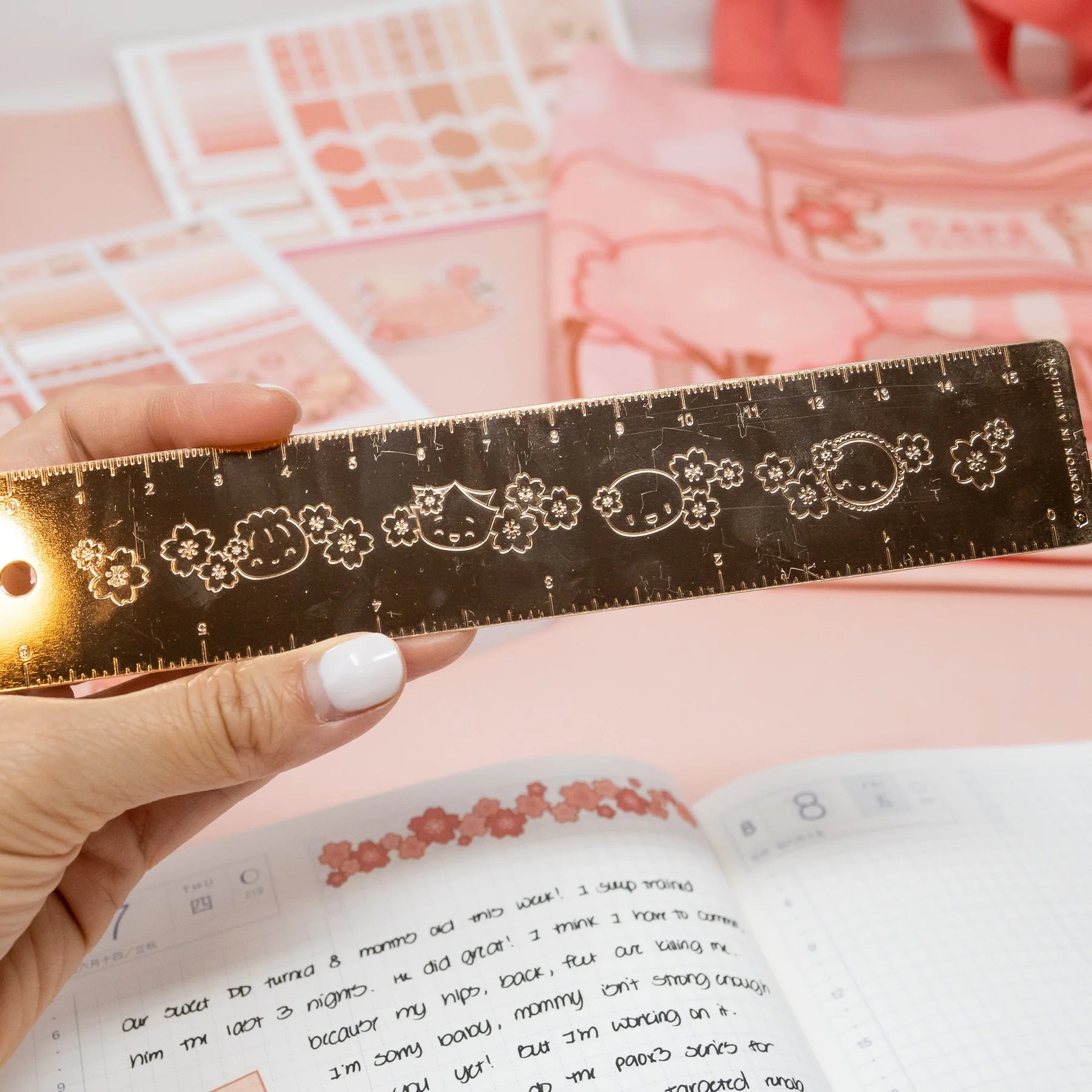 Café Sakura Rose Gold Debossed Ruler
