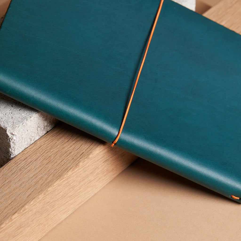 grand voyageur leather journal petrol blue (xl)