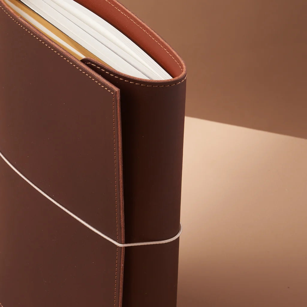 le trifold leather journal chestnut & cognac (a5)