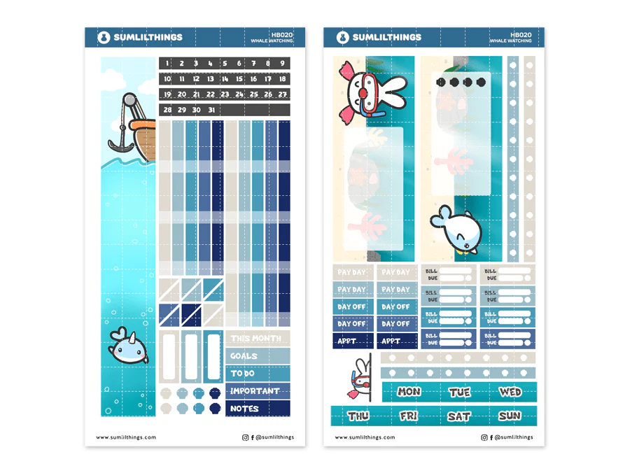 Hobonichi WEEKS Kit - Whale Watching - Monthly View
