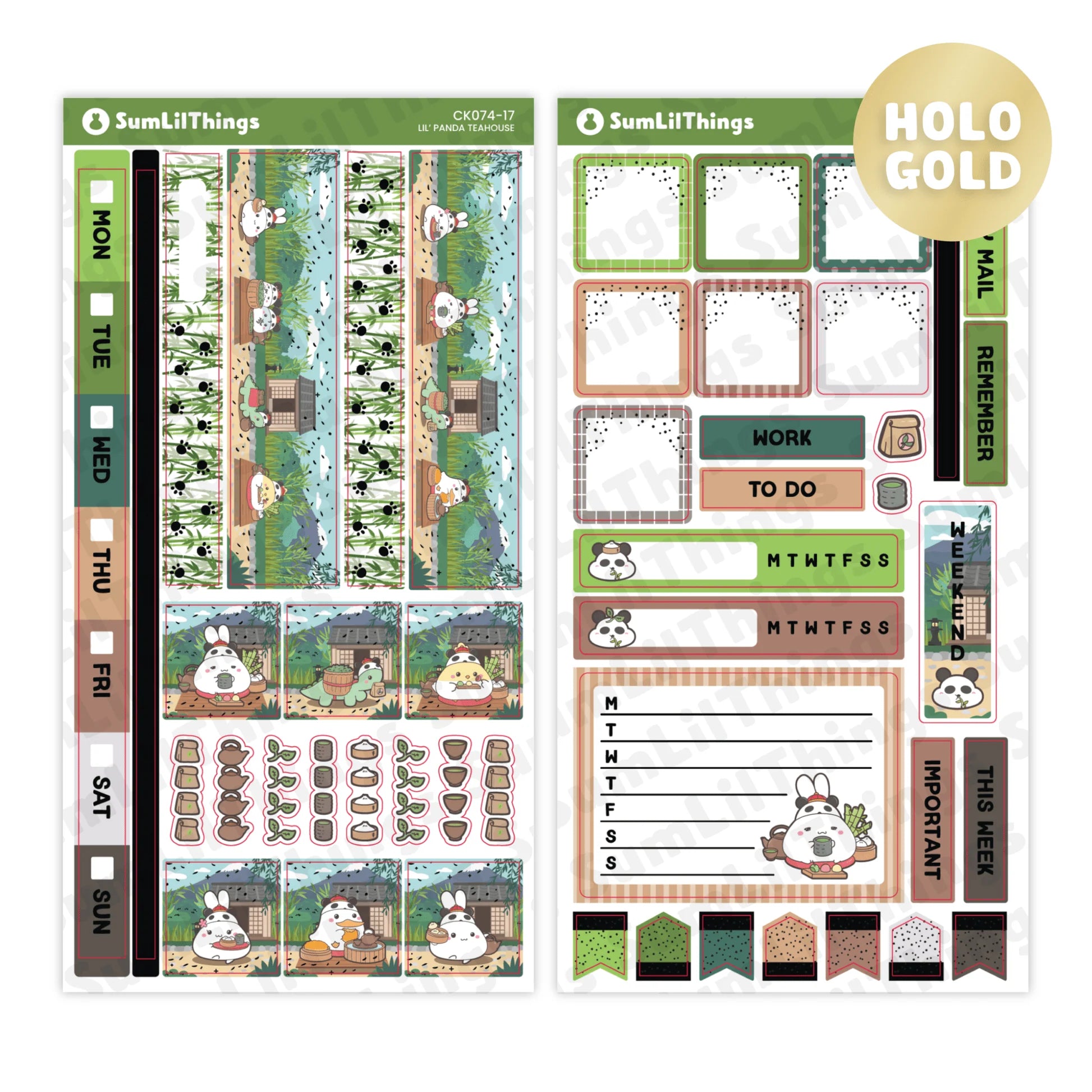 Hobonichi WEEKS Kit - Lil' Panda Teahouse - Holo Foil