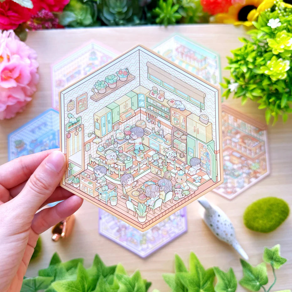 Isometric Scene Sticker - Delicious Kitchen (Small Mochi)