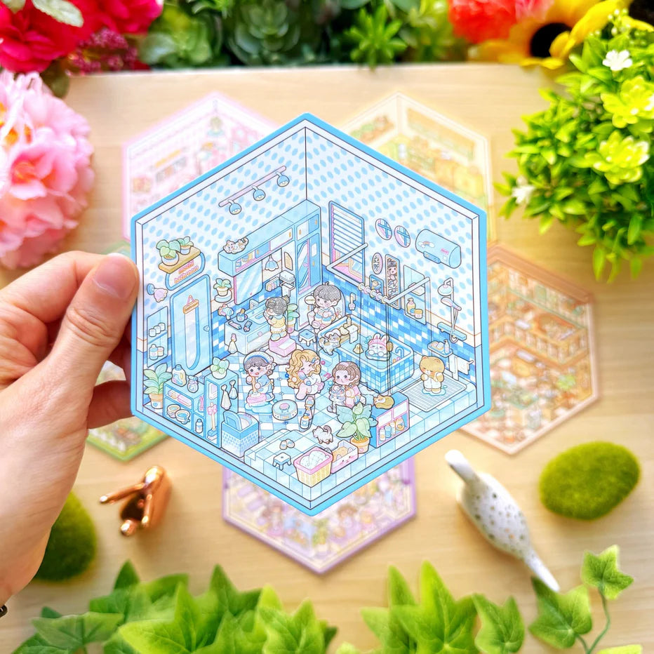 Isometric Scene Sticker - Fresh Bathroom (Small Mochi)