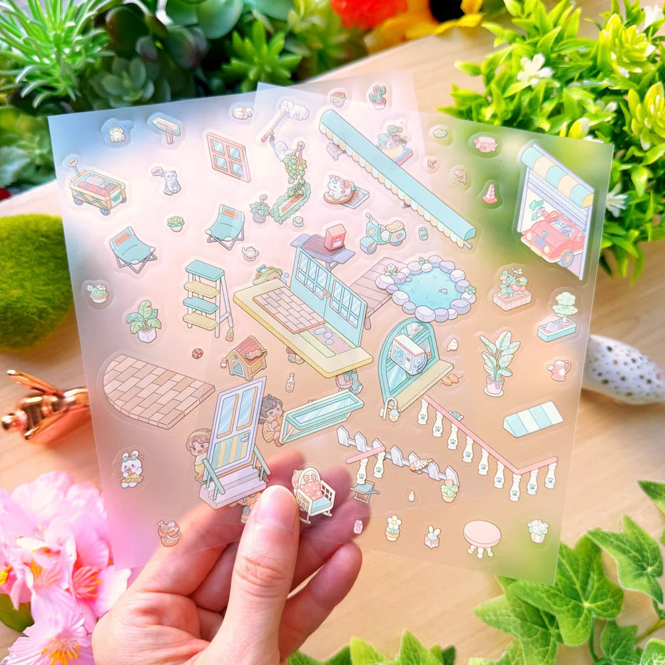 Isometric Scene Sticker - Fun Backyard (Small Mochi)