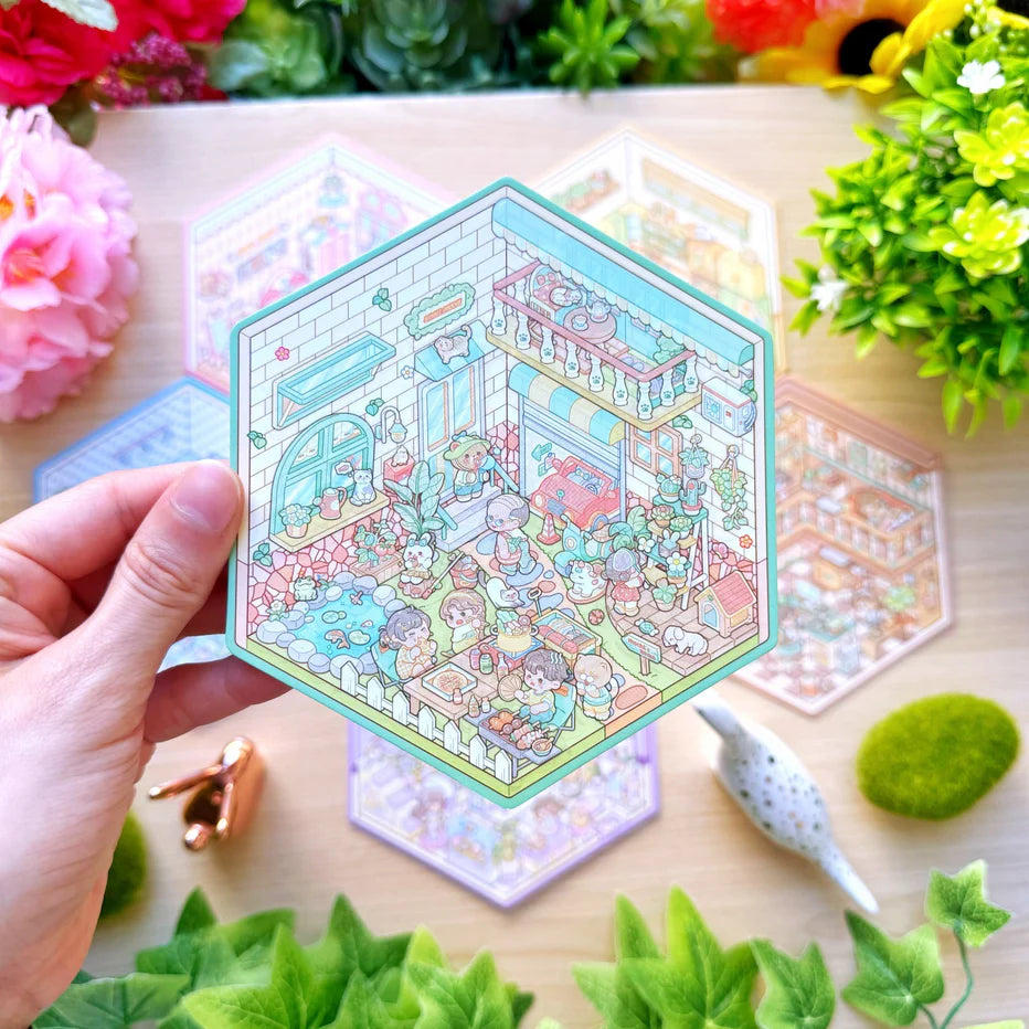 Isometric Scene Sticker - Fun Backyard (Small Mochi)