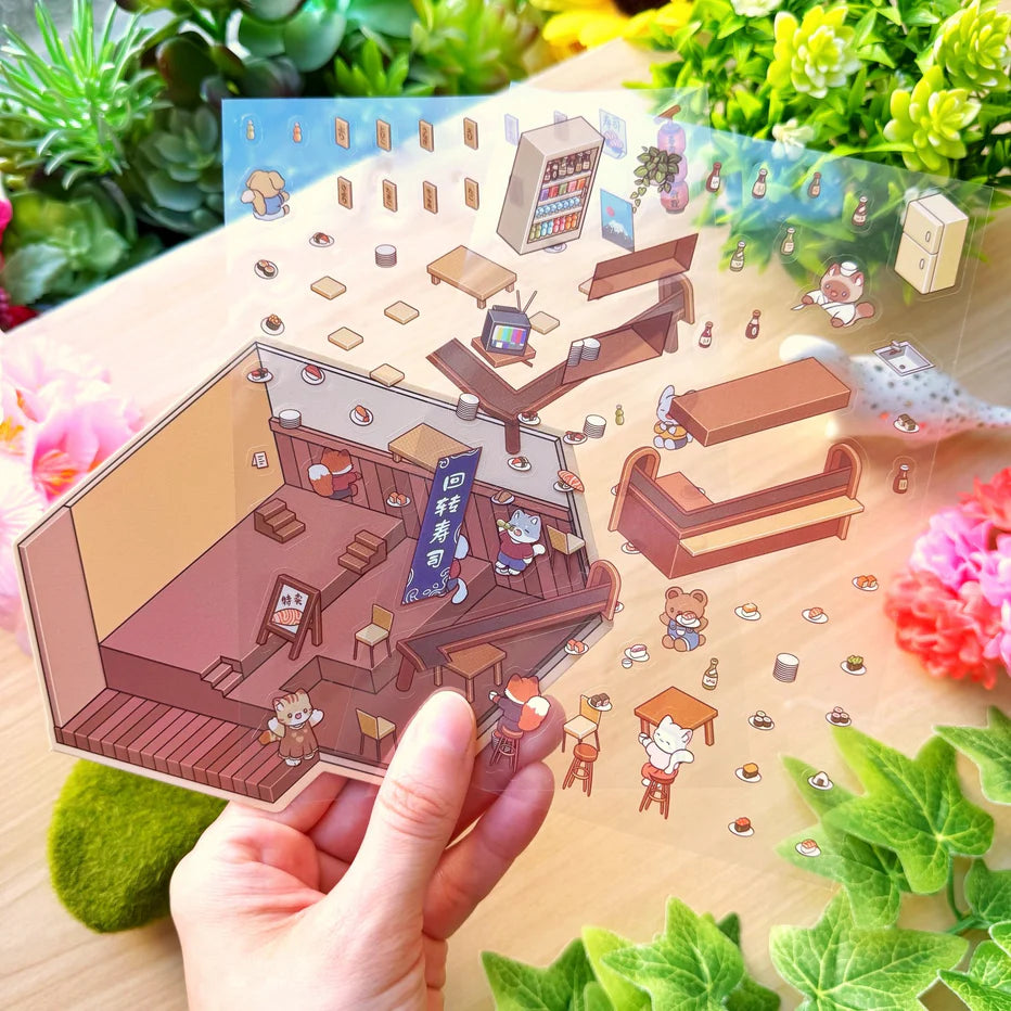 Isometric Scene Sticker - Revolving Sushi House (Series 2)