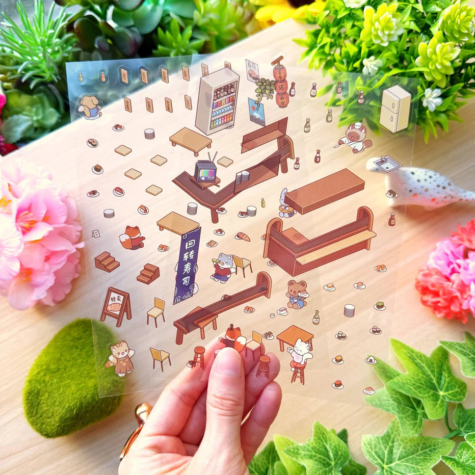 Isometric Scene Sticker - Revolving Sushi House (Series 2)