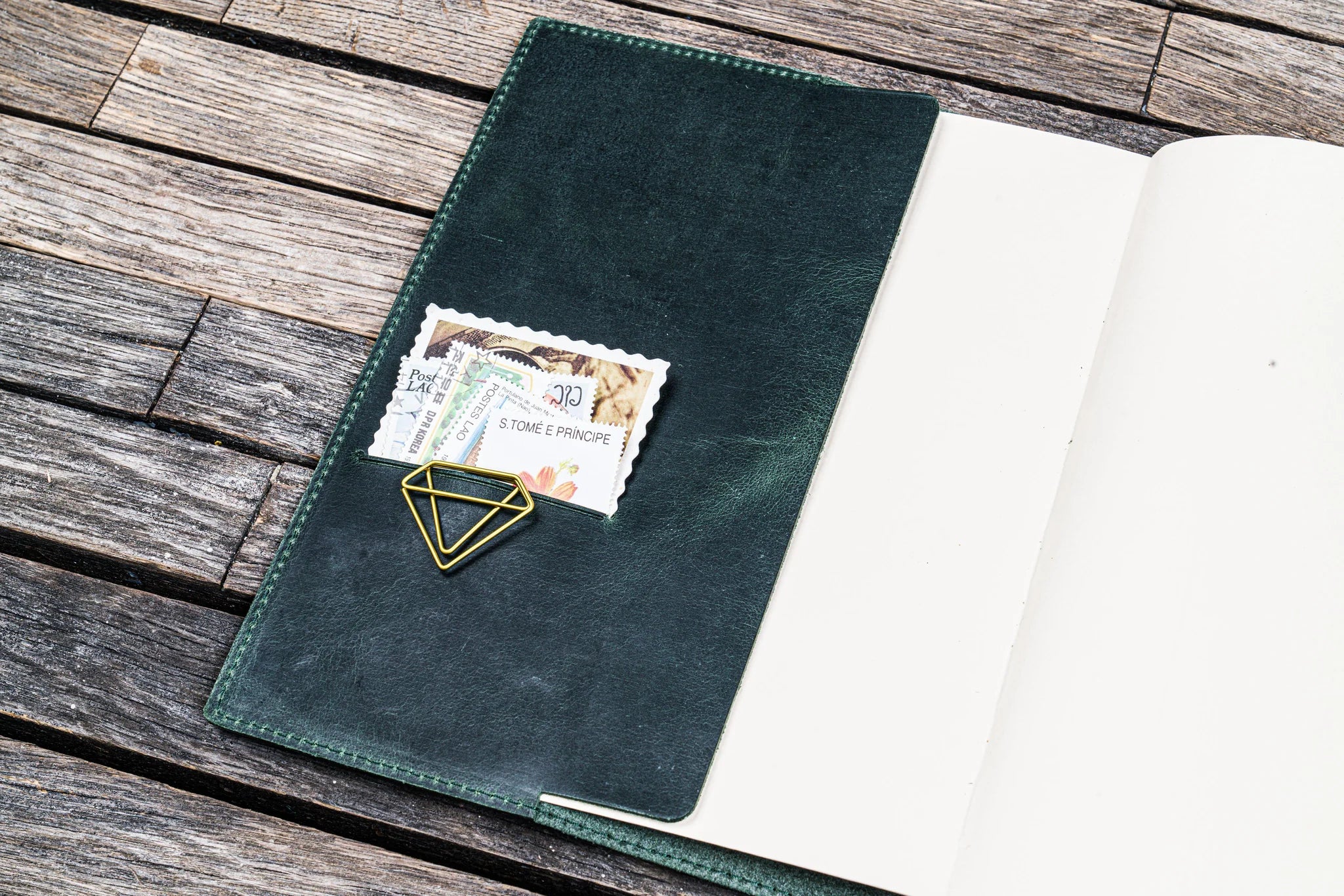 Leather Slim A5 Notebook / Planner Cover - C.H. Forest Green